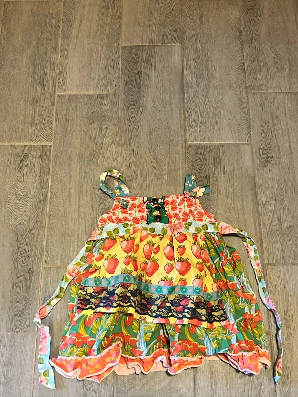 Matilda Jane Good Hart Knot Strawberry Apron Dress - size 4